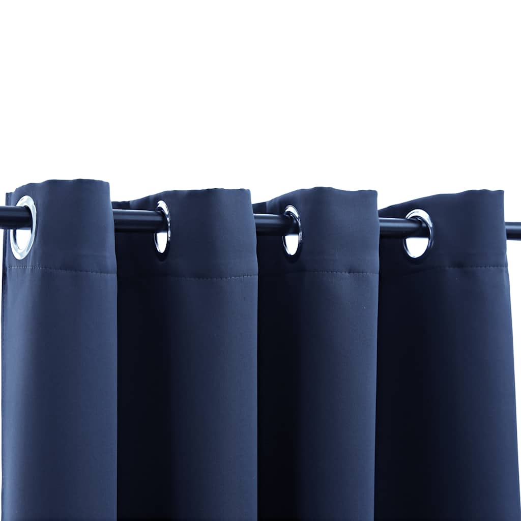 Lystett gardin med metallringer blå 290x245 cm
