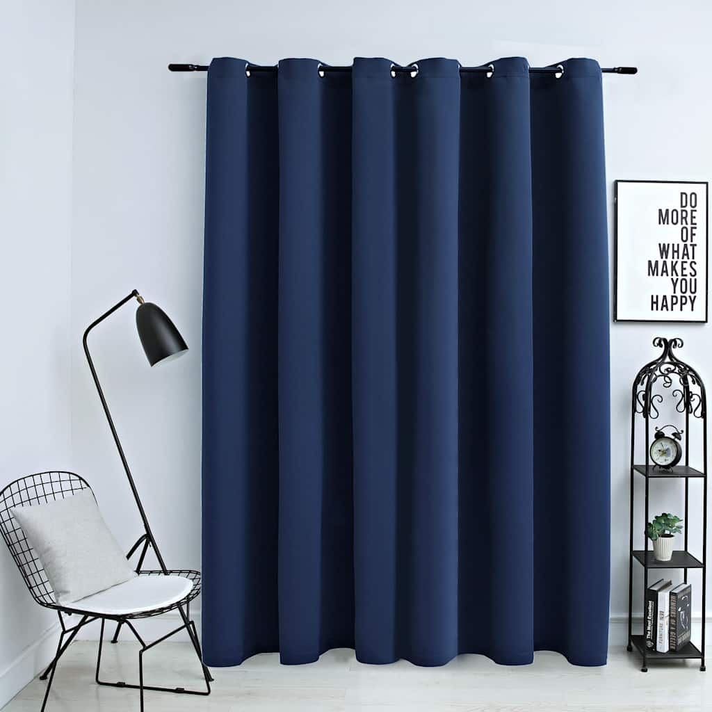 Lystett gardin med metallringer blå 290x245 cm