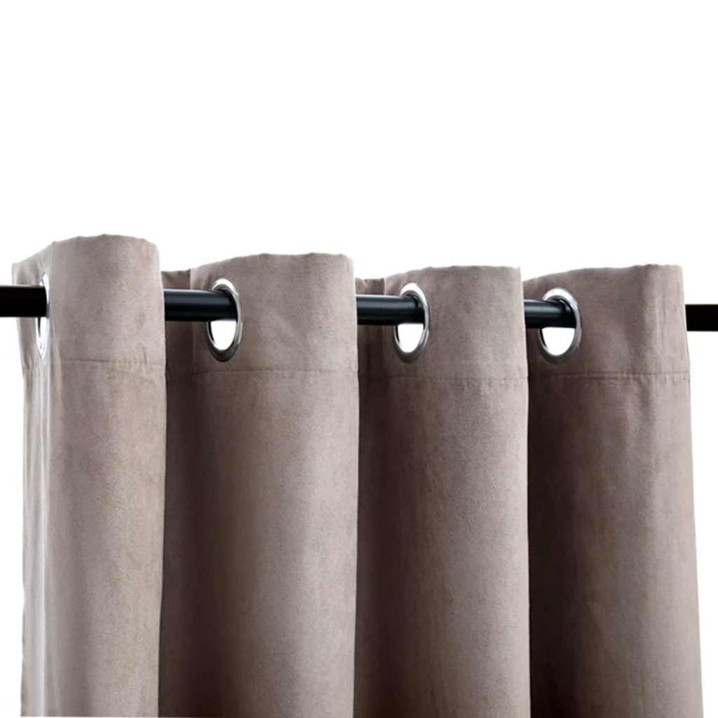 Lystette gardiner med metallringer 2 stk gråbrun 140x225 cm