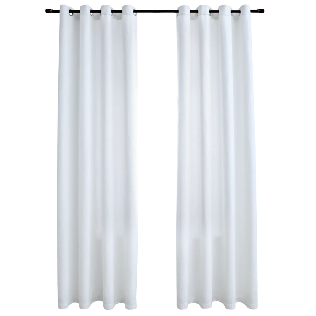 Lystette gardiner med metallringer 2 stk offwhite 140x175 cm