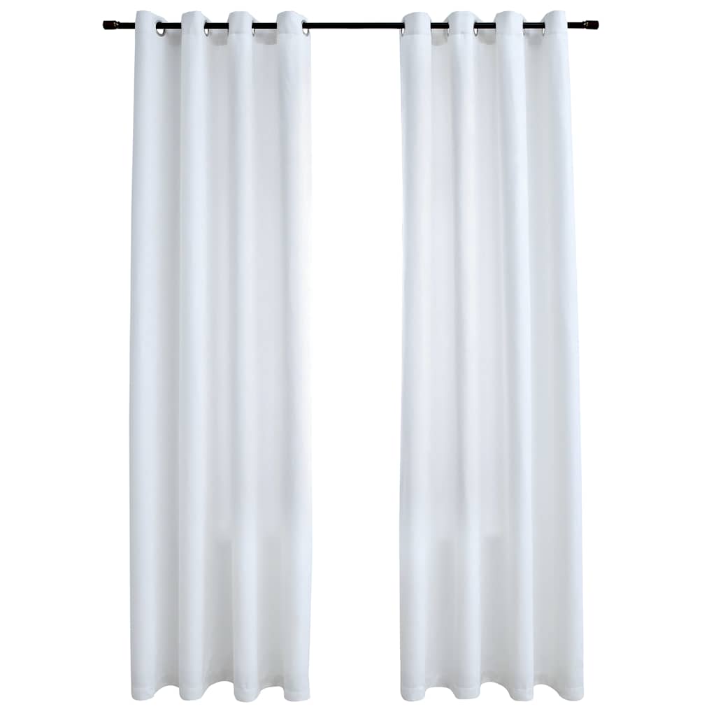 Lystette gardiner med metallringer 2 stk offwhite 140x225 cm