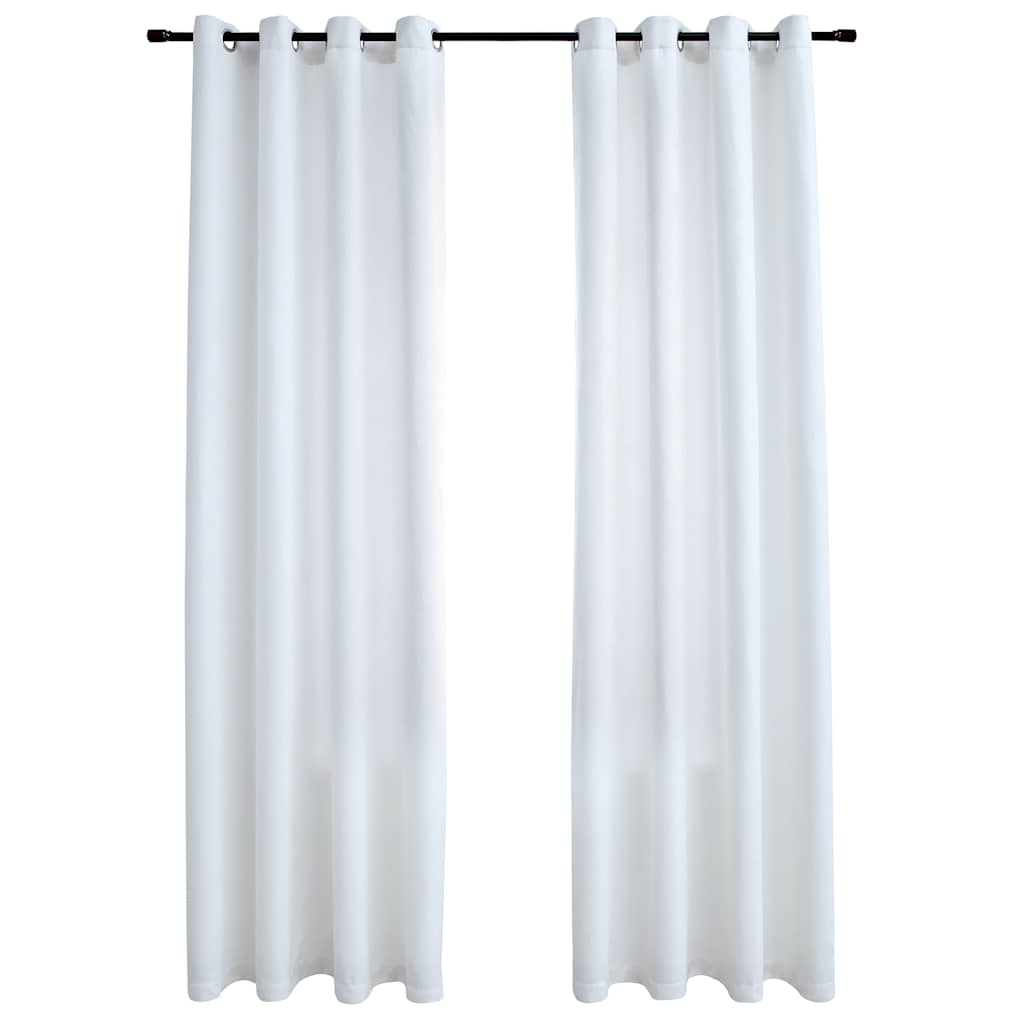 Lystette gardiner med metallringer 2 stk offwhite 140x245 cm