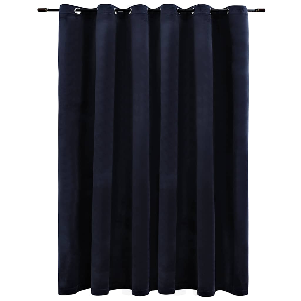 Lystett gardin med metallringer fløyel svart 290x245 cm