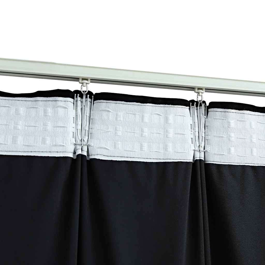 Lystett gardin med metallkroker fløyel svart 290x245 cm