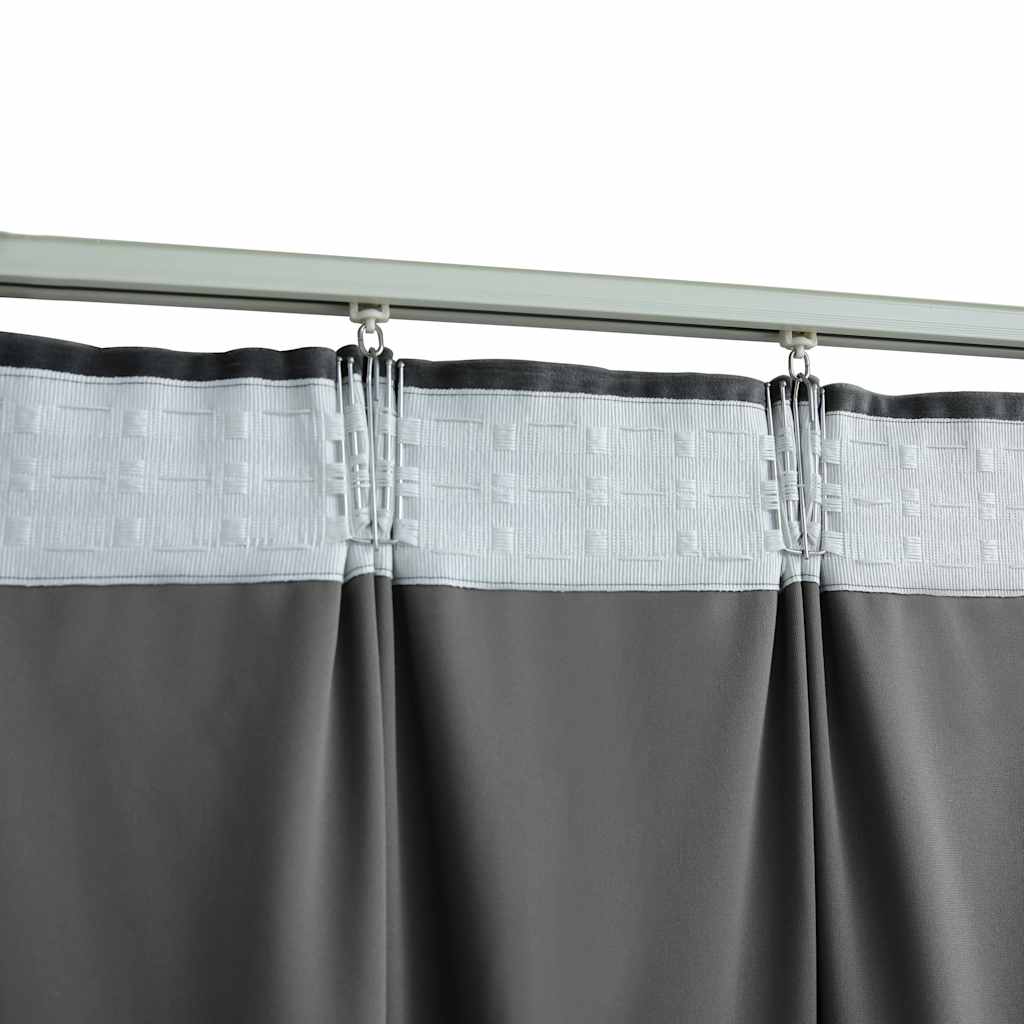 Lystette gardiner med kroker 2 stk fløyel antrasitt 140x225 cm