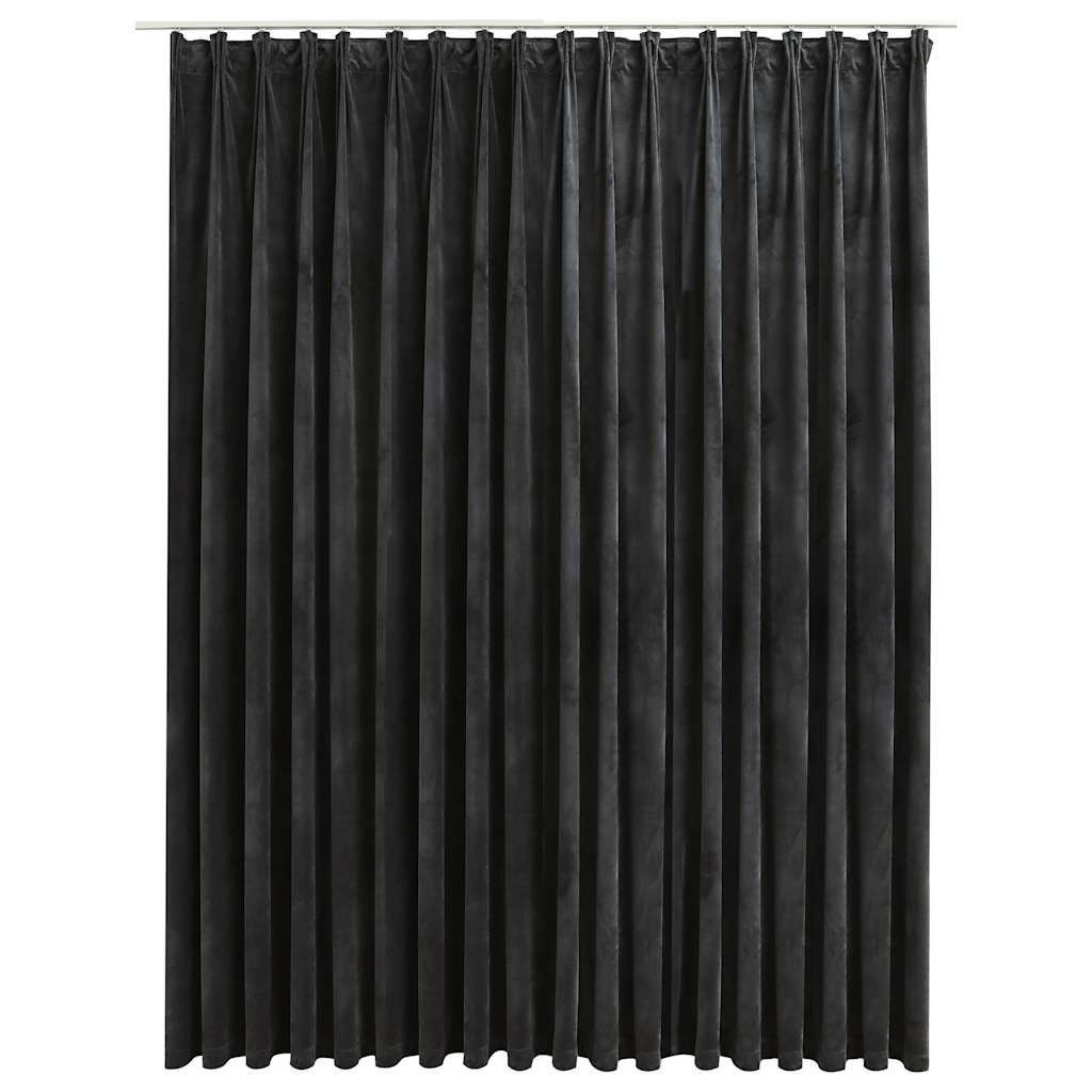 Lystett gardin med metallkroker fløyel antrasitt 290x245 cm