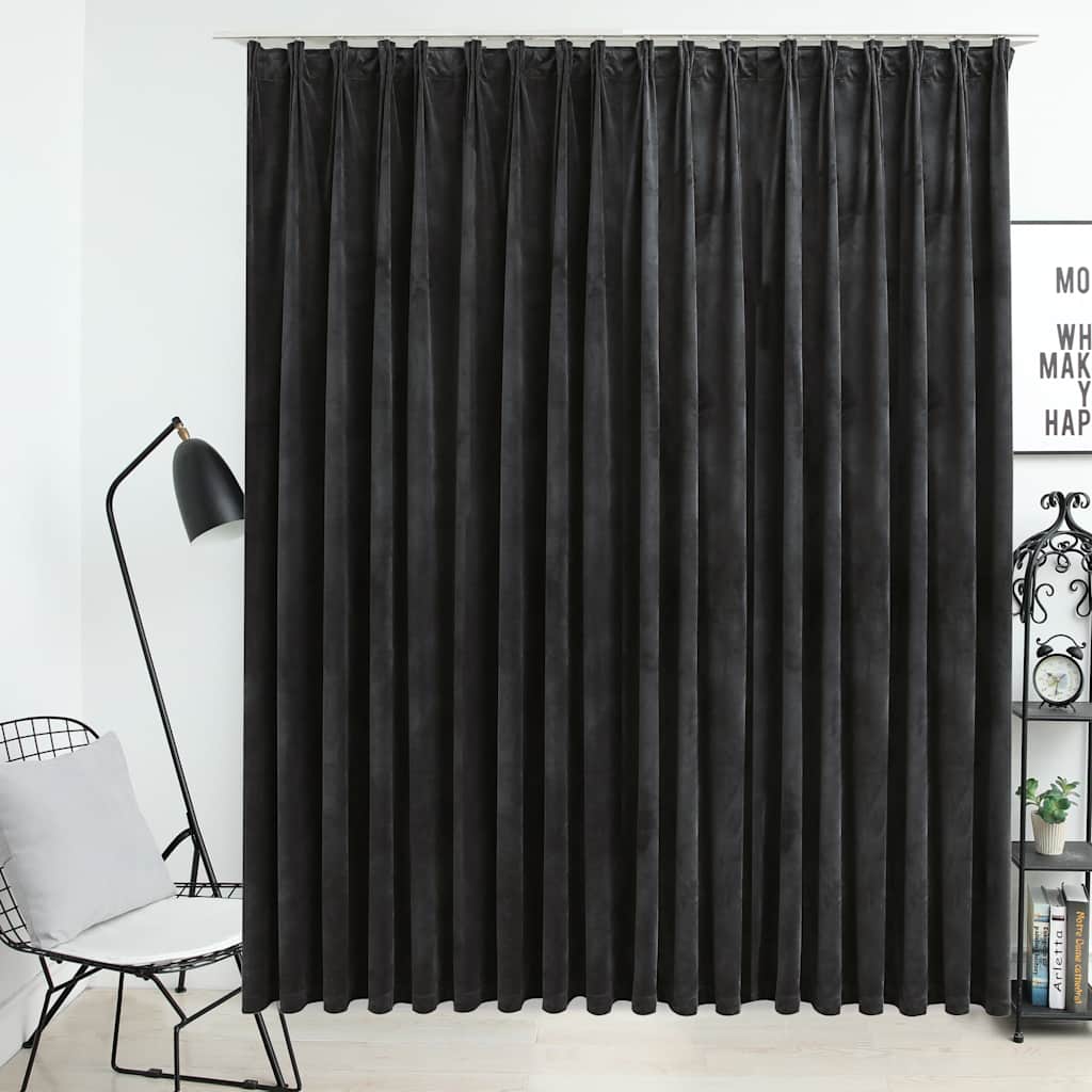 Lystett gardin med metallkroker fløyel antrasitt 290x245 cm