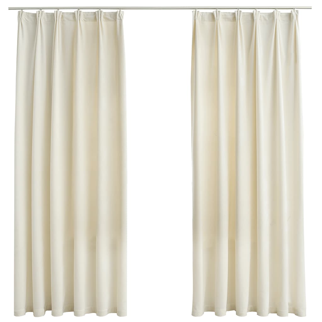 Lystette gardiner med kroker 2 stk fløyel beige 140x175 cm