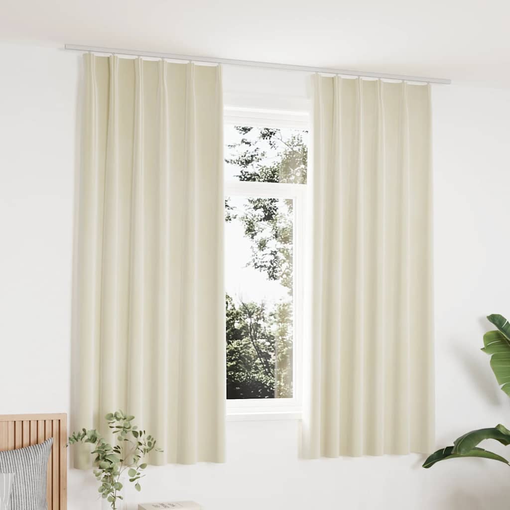 Lystette gardiner med kroker 2 stk fløyel beige 140x175 cm