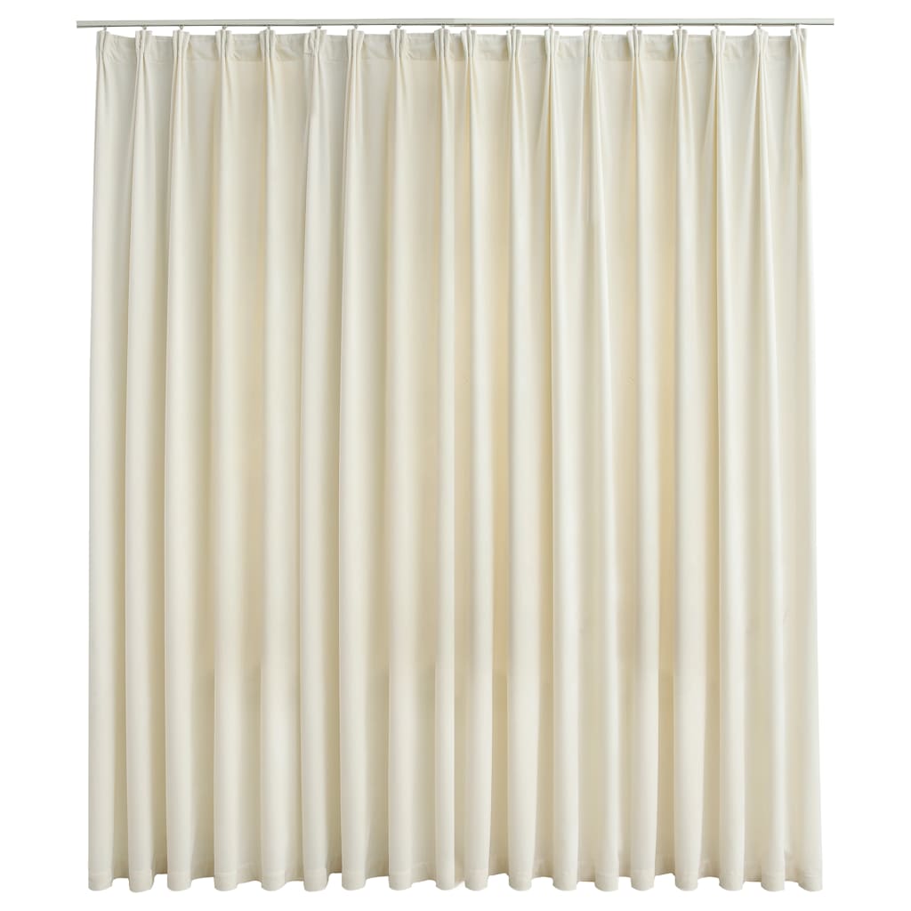Lystett gardin med metallkroker fløyel kremhvit 290x245 cm