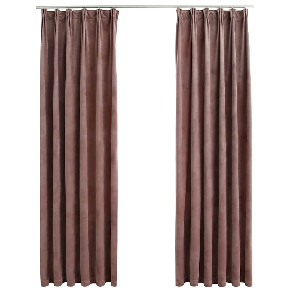 Lystette gardiner med kroker 2 stk fløyel antikk rosa 140x225cm vidaXL