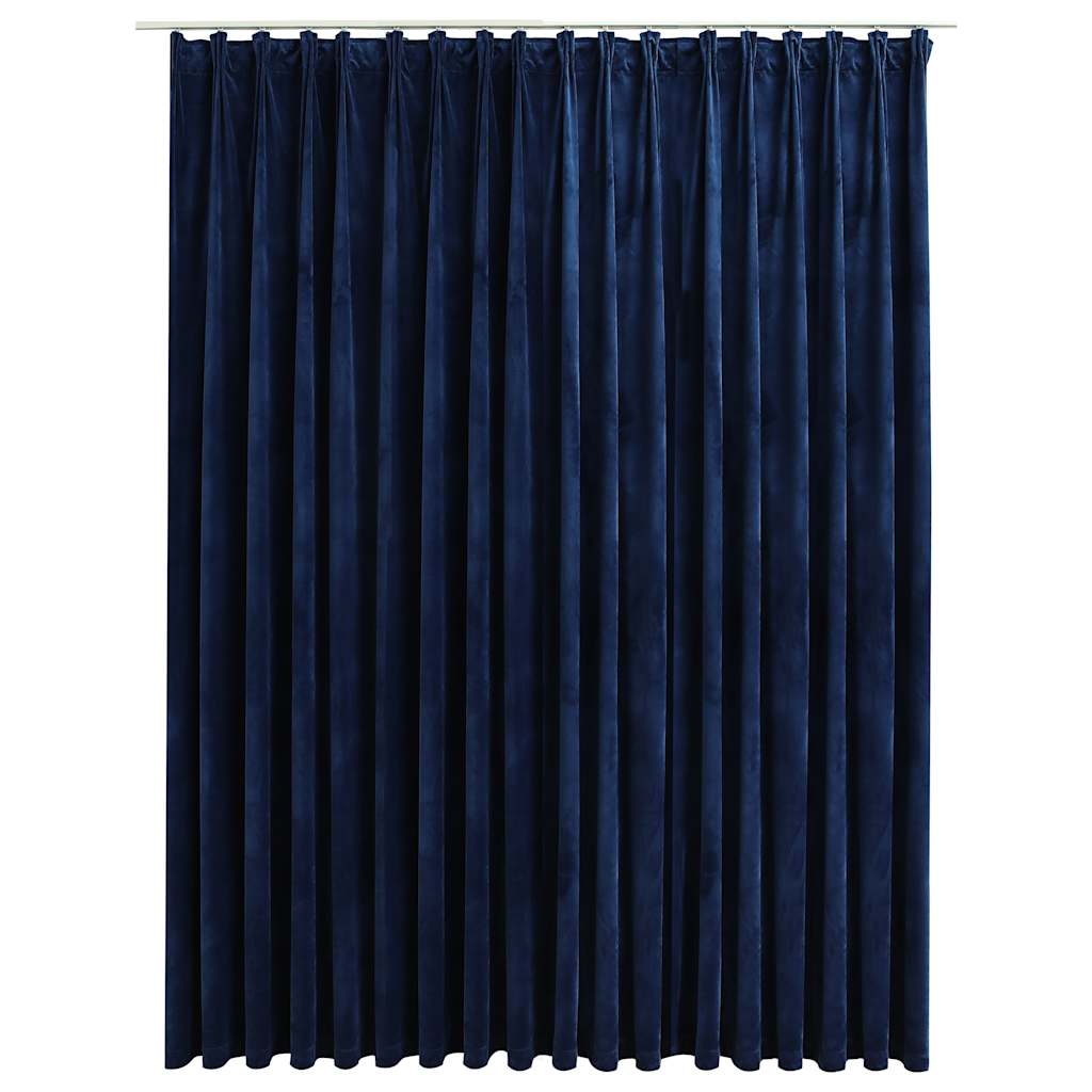 Lystett gardin med metallkroker fløyel mørkeblå 290x245 cm