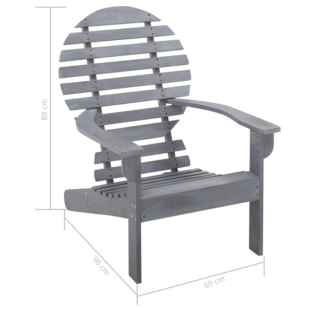 Adirondack stol heltre akasie grå