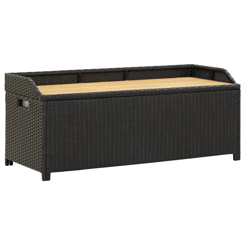 Oppbevaringsbenk hage 120 cm polyrotting svart