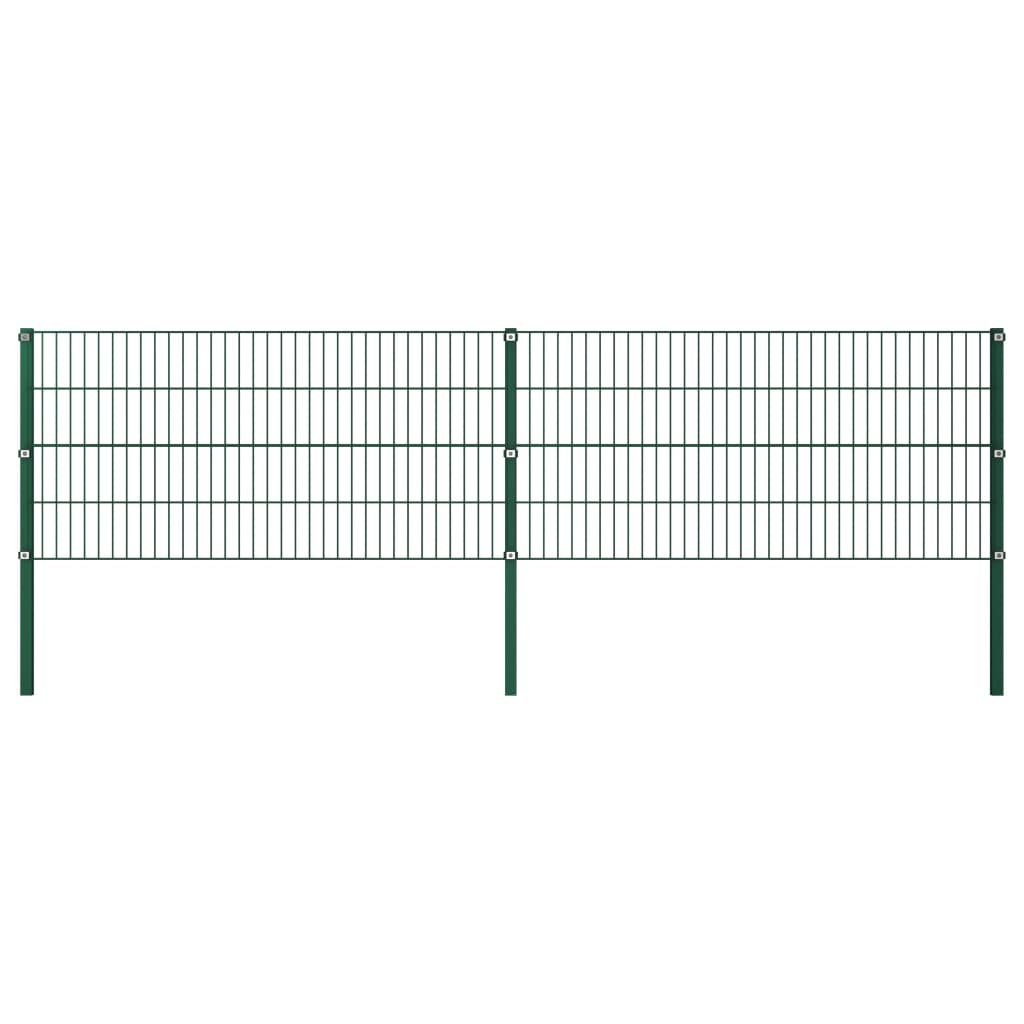 Gjerdepanel med stolper jern 349x80 cm grønn