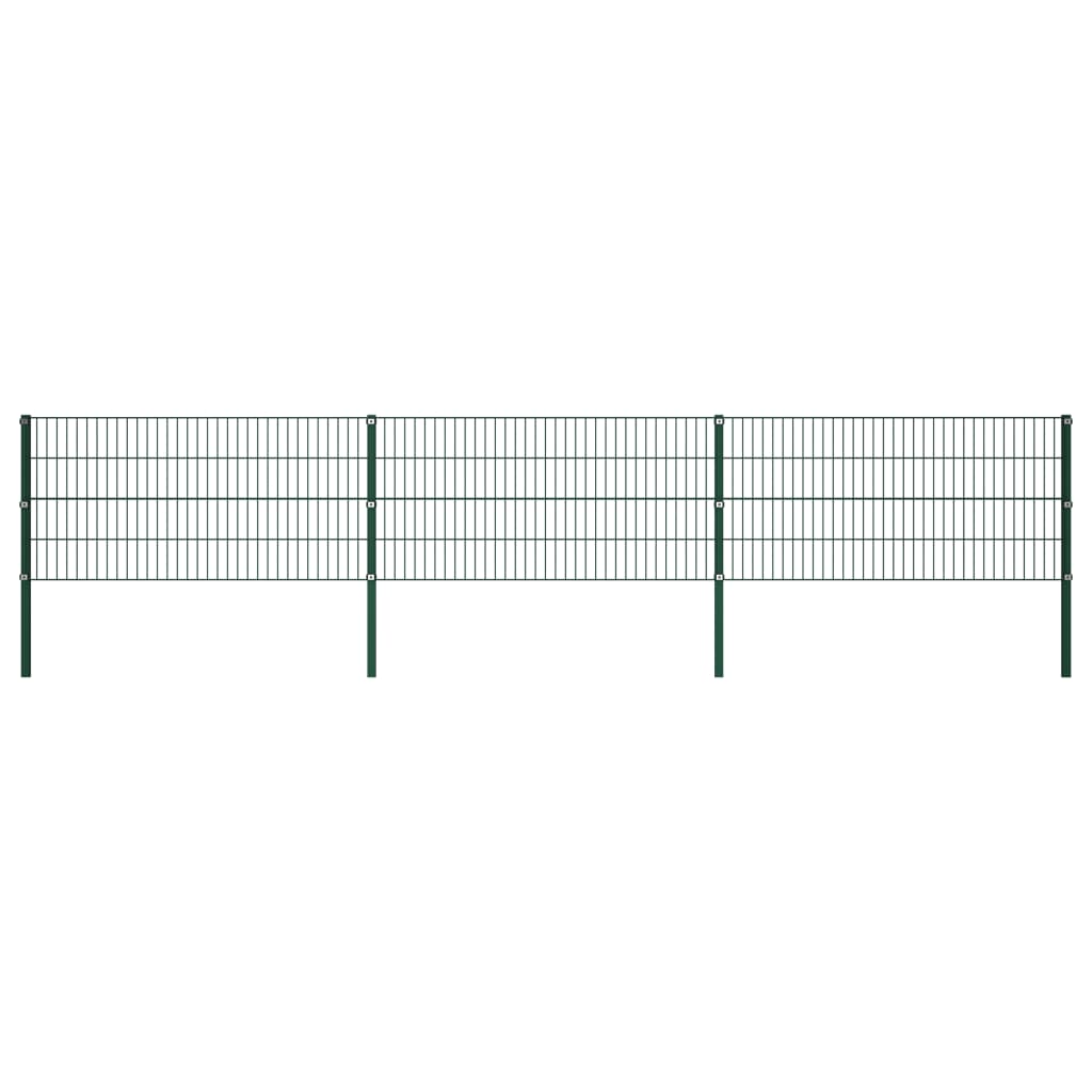 Gjerdepanel med stolper jern 522x80 cm grønn