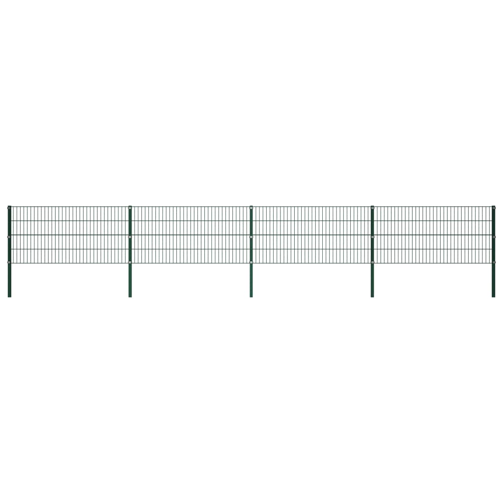 Gjerdepanel med stolper jern 694,5x80 cm grønn