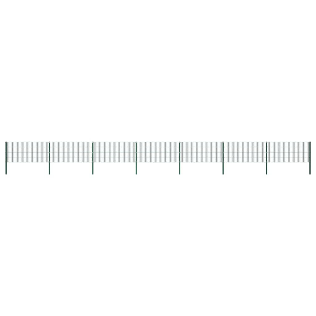 Gjerdepanel med stolper jern 1212x80 cm grønn