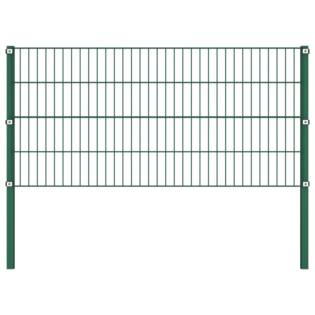 Gjerdepanel med stolper jern 1212x80 cm grønn
