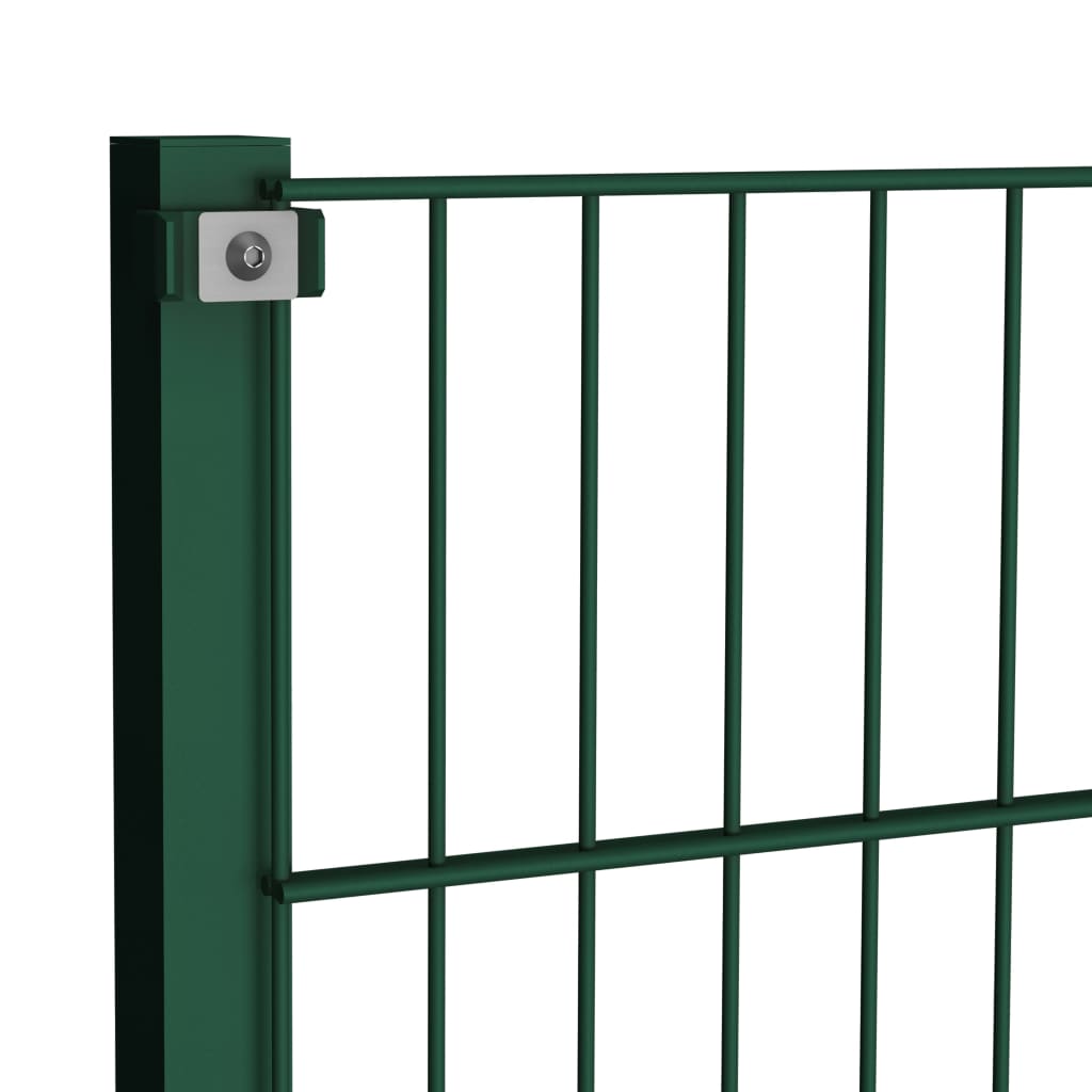 Gjerdepanel med stolper jern 1212x80 cm grønn