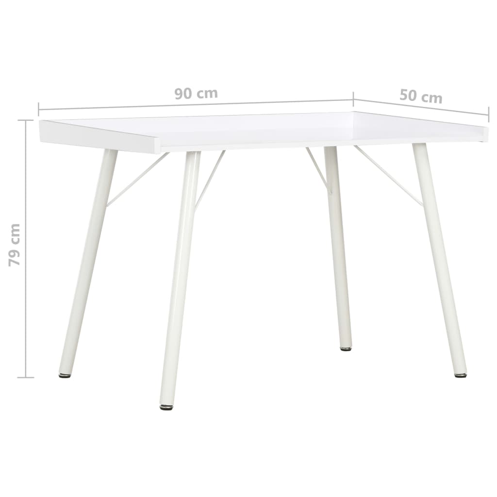 Skrivebord hvit 90x50x79 cm
