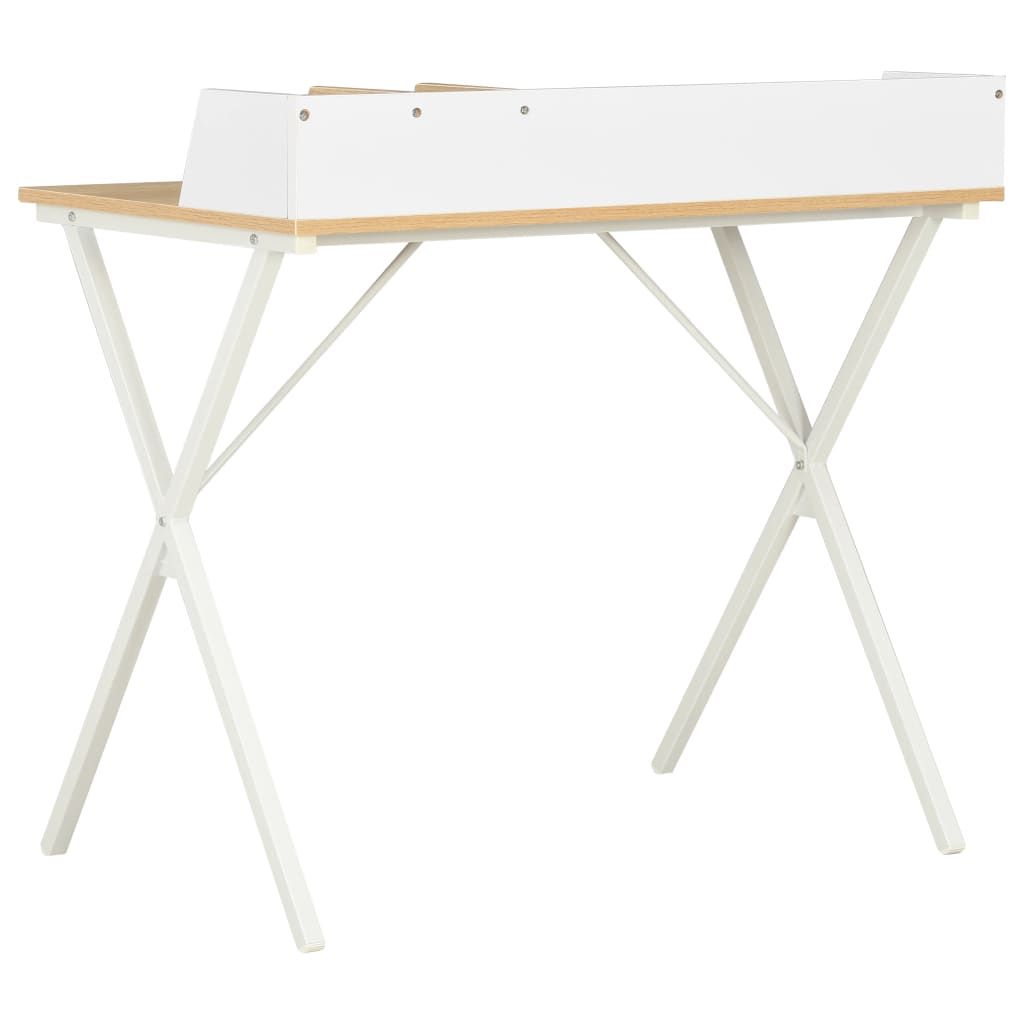 Skrivebord hvit og naturell 80x50x84 cm
