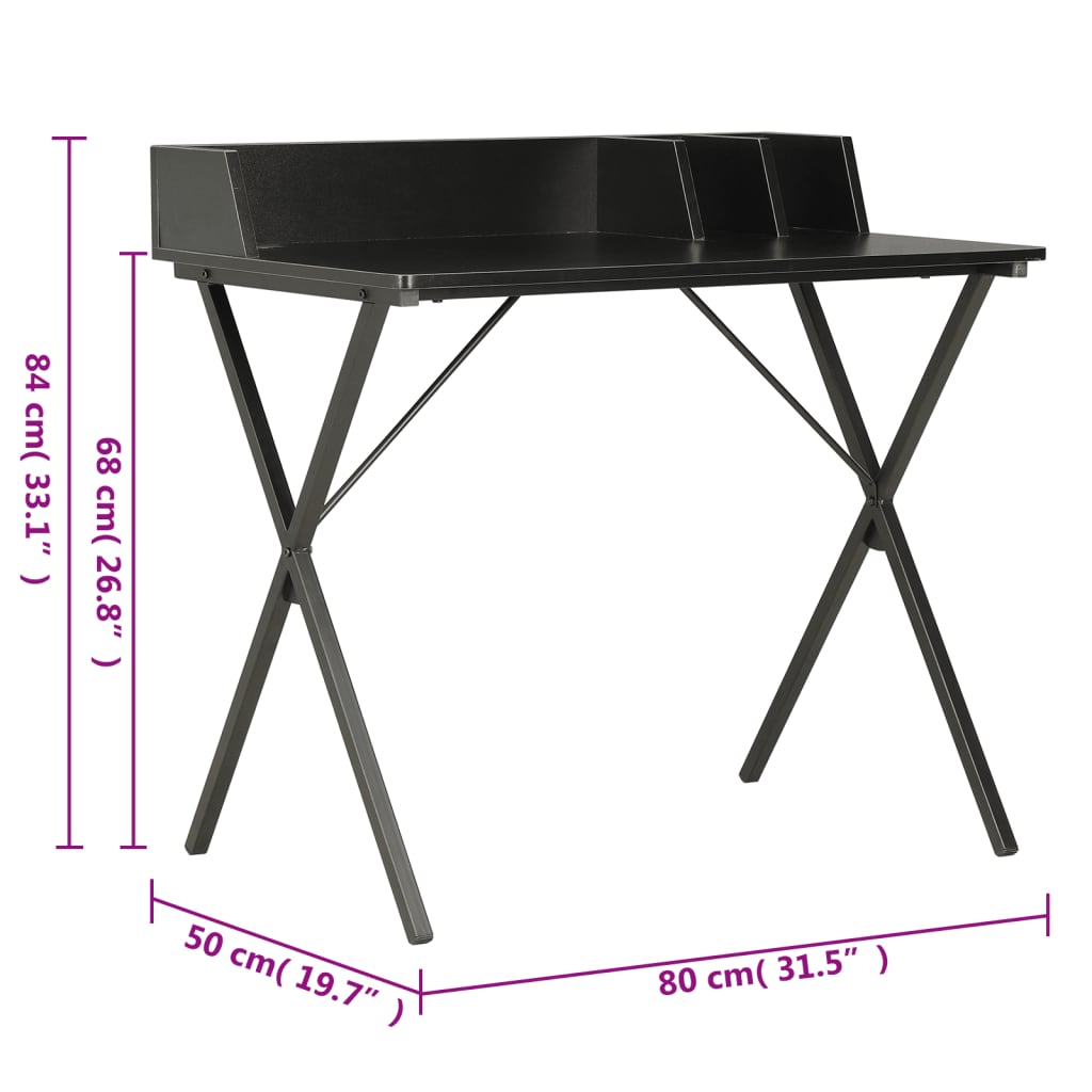 Skrivebord svart 80x50x84 cm