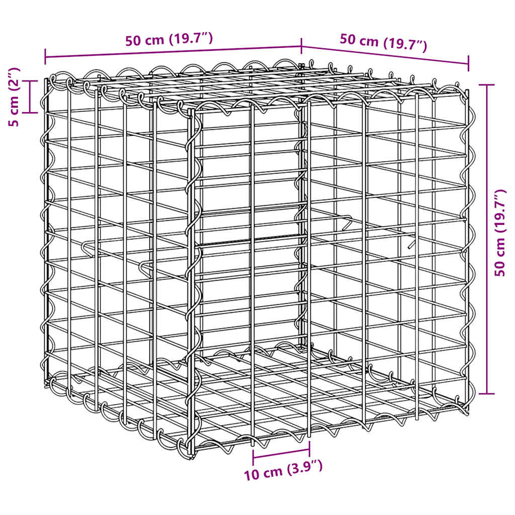 Gabion høybed kubeformet ståltråd 50x50x50 cm