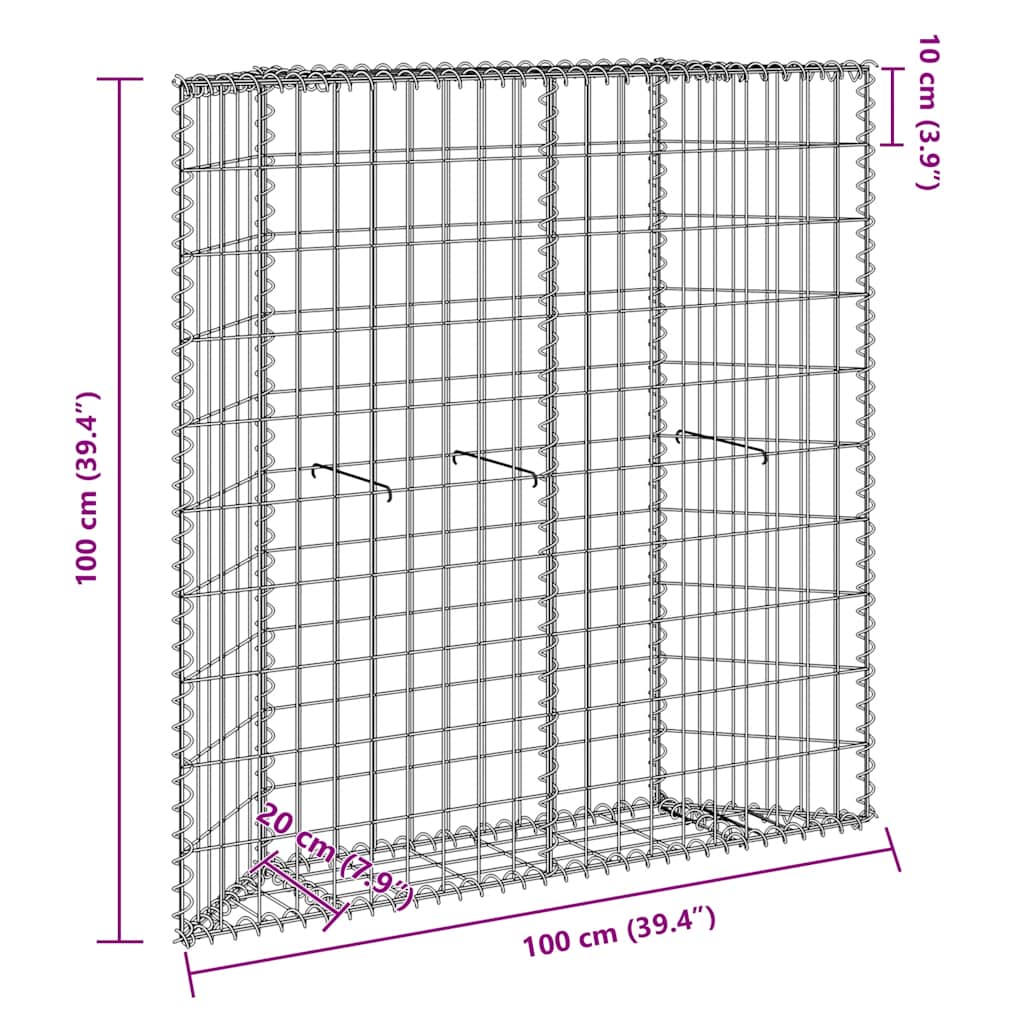 Gabion høybed trapesform galvanisert stål 100x20x100 cm