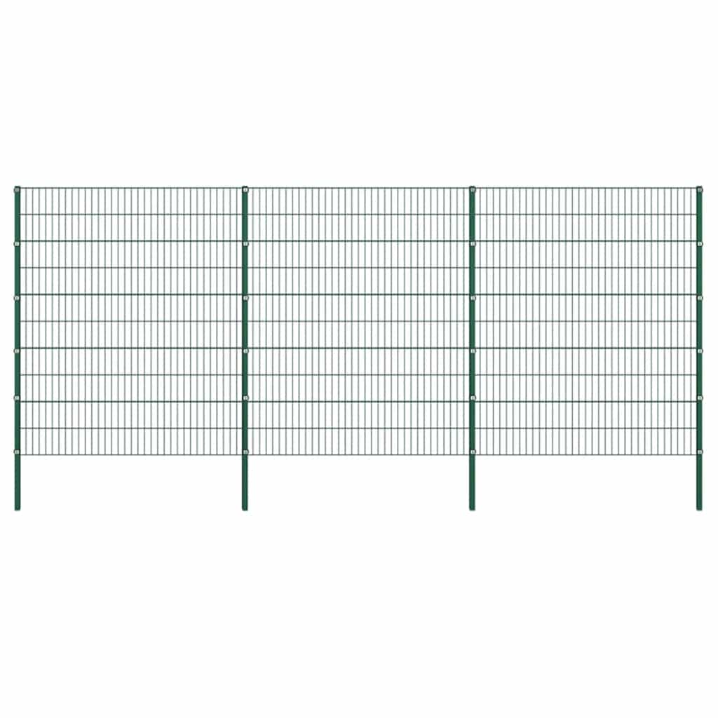 Gjerdepanel med stolper jern 522x200 cm grønn