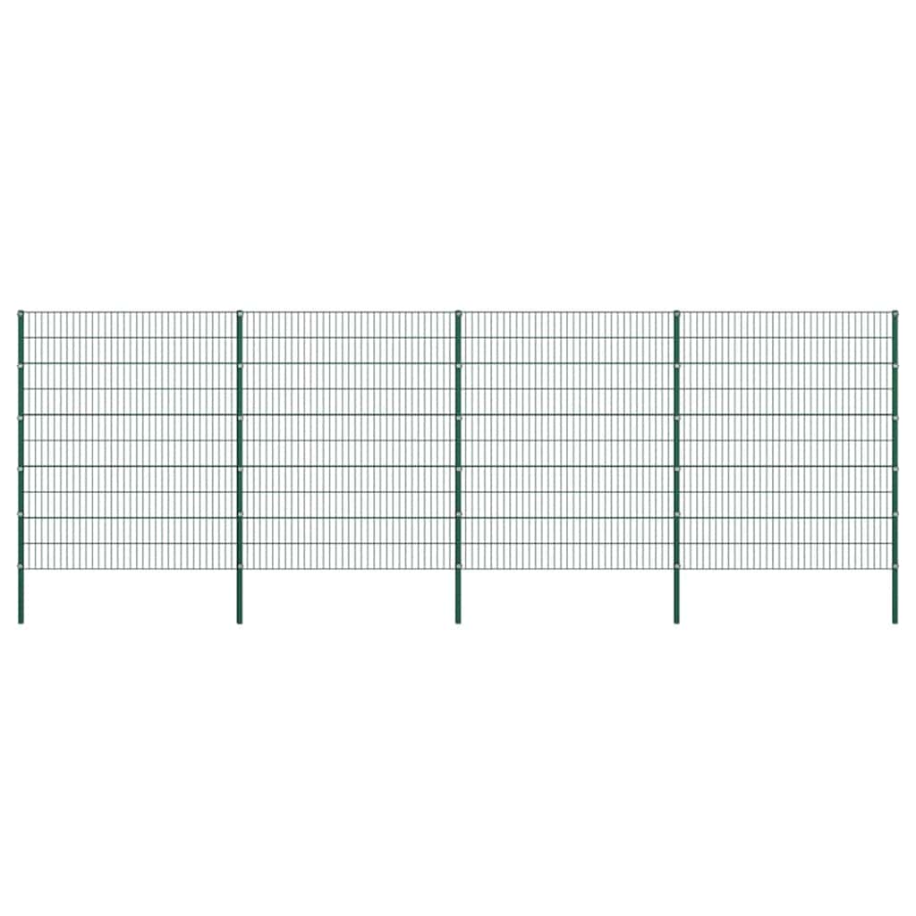 Gjerdepanel med stolper jern 867x200 cm grønn