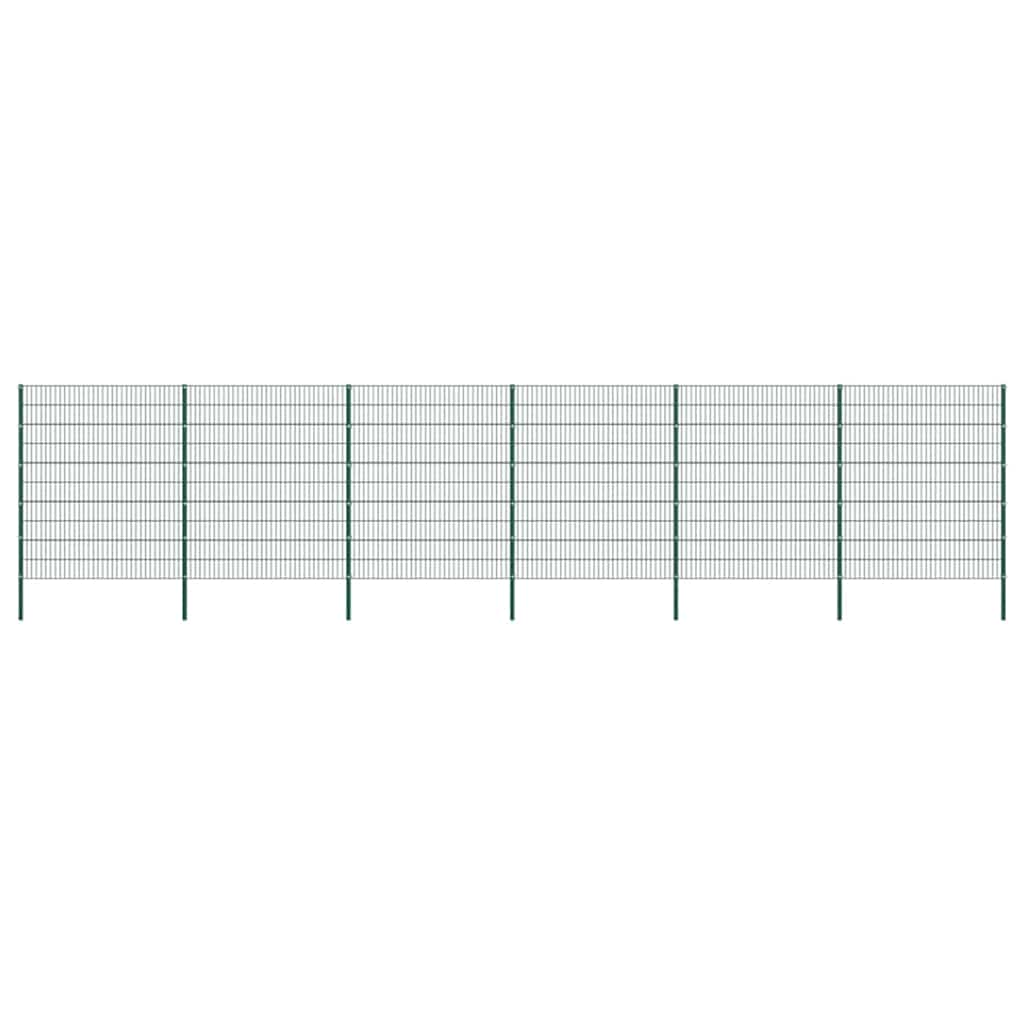 Gjerdepanel med stolper jern 1040x200 cm grønn