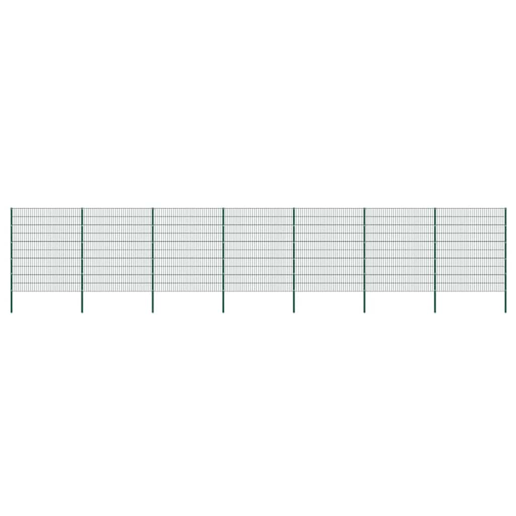Gjerdepanel med stolper jern 1212x200 cm grønn