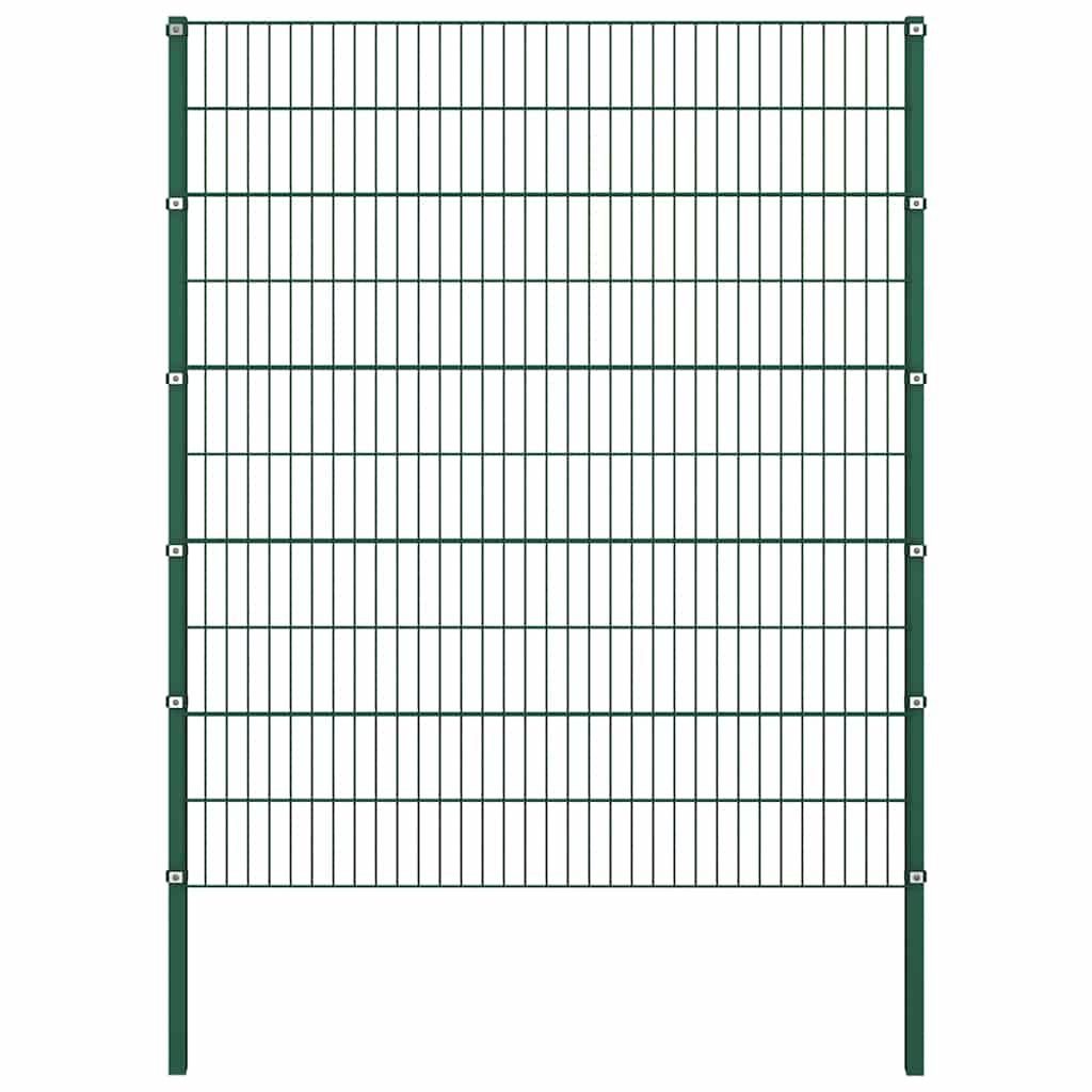 Gjerdepanel med stolper jern 1212x200 cm grønn