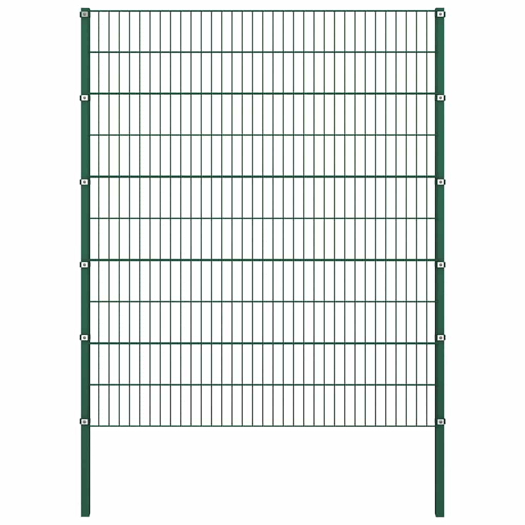 Gjerdepanel med stolper jern 1385x200 cm grønn