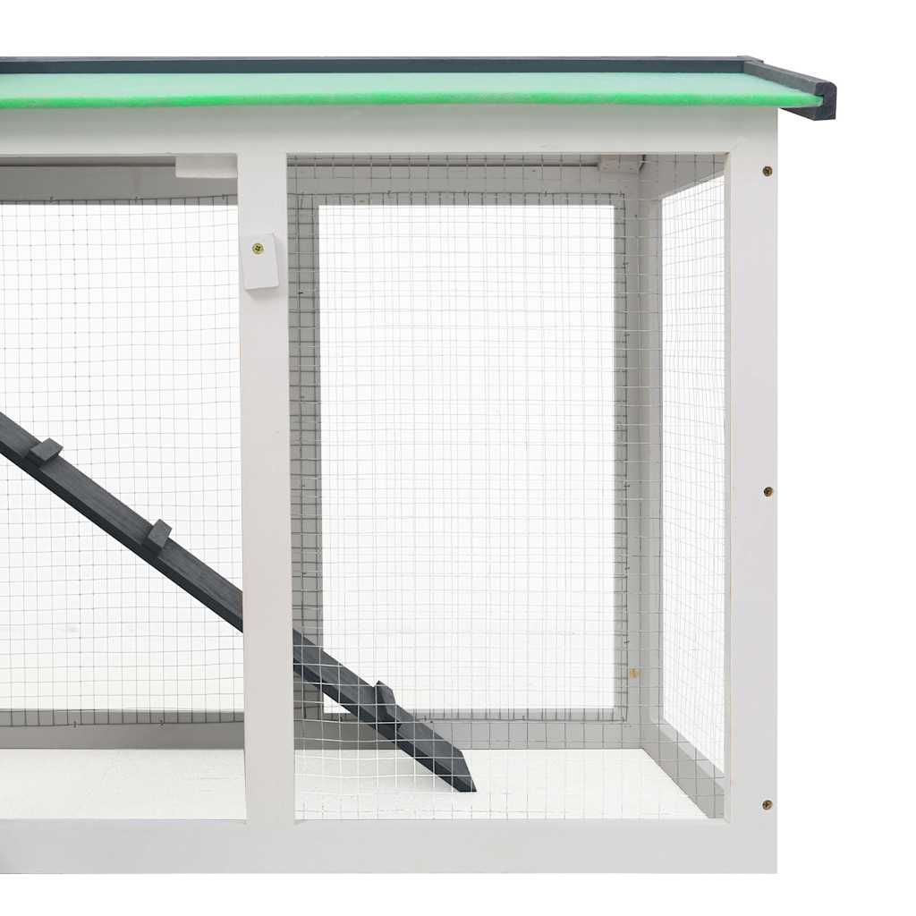 Stort utendørs kaninbur grå og hvit 145x45x84 cm tre