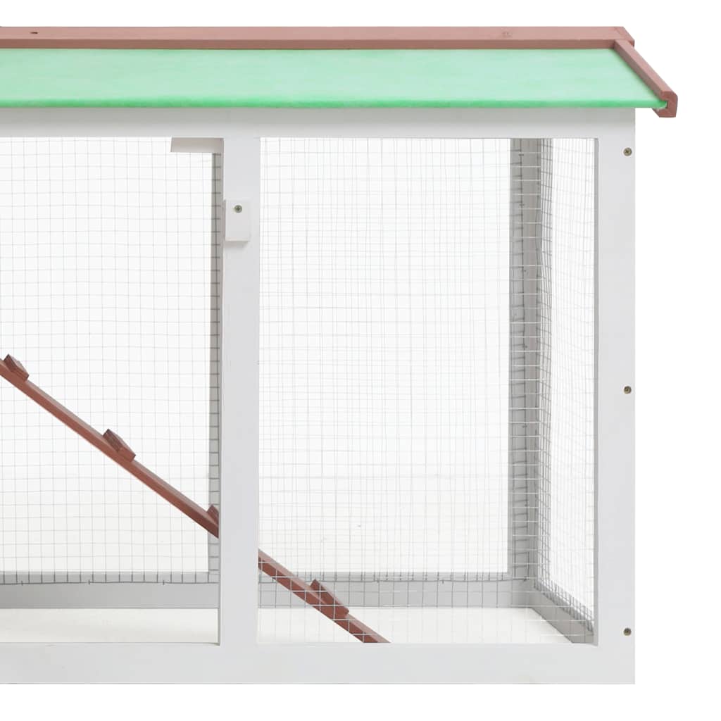 Stort utendørs kaninbur brun og hvit 145x45x84 cm tre