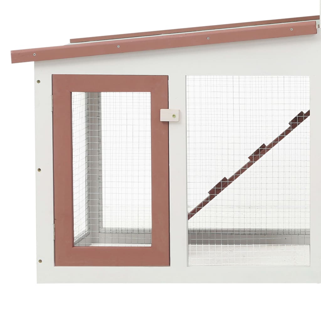 Stort utendørs kaninbur brun og hvit 201x45x85 cm tre