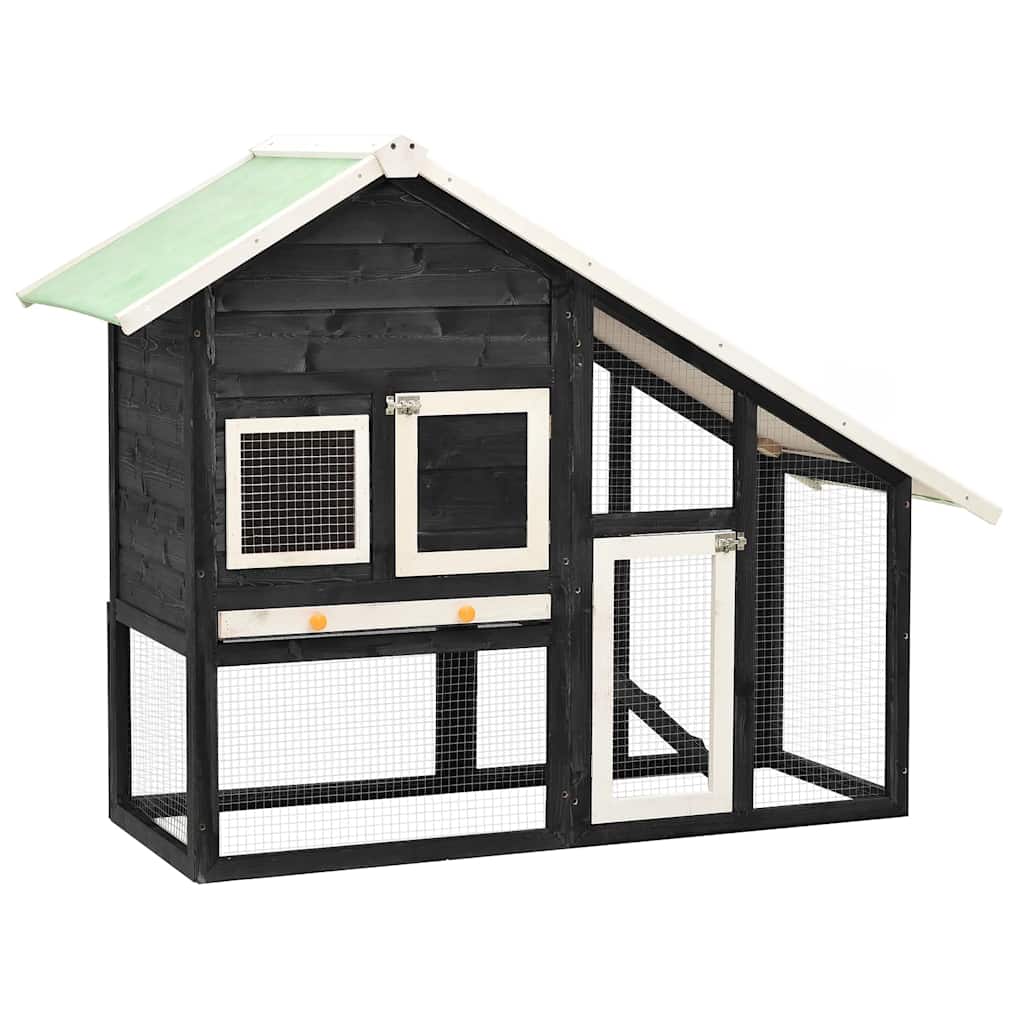 Kaninbur grå og hvit 140x63x120 cm heltre gran