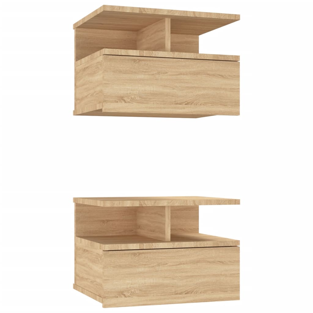 Flytende nattbord 2 stk sonoma eik 40x31x27 cm konstruert tre