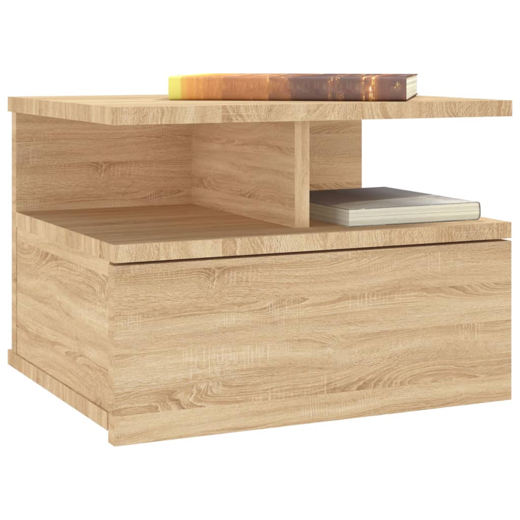 Flytende nattbord 2 stk sonoma eik 40x31x27 cm konstruert tre