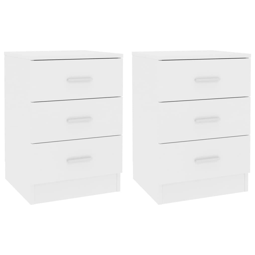 Nattbord 2 stk hvit 38x35x56 cm konstruert tre