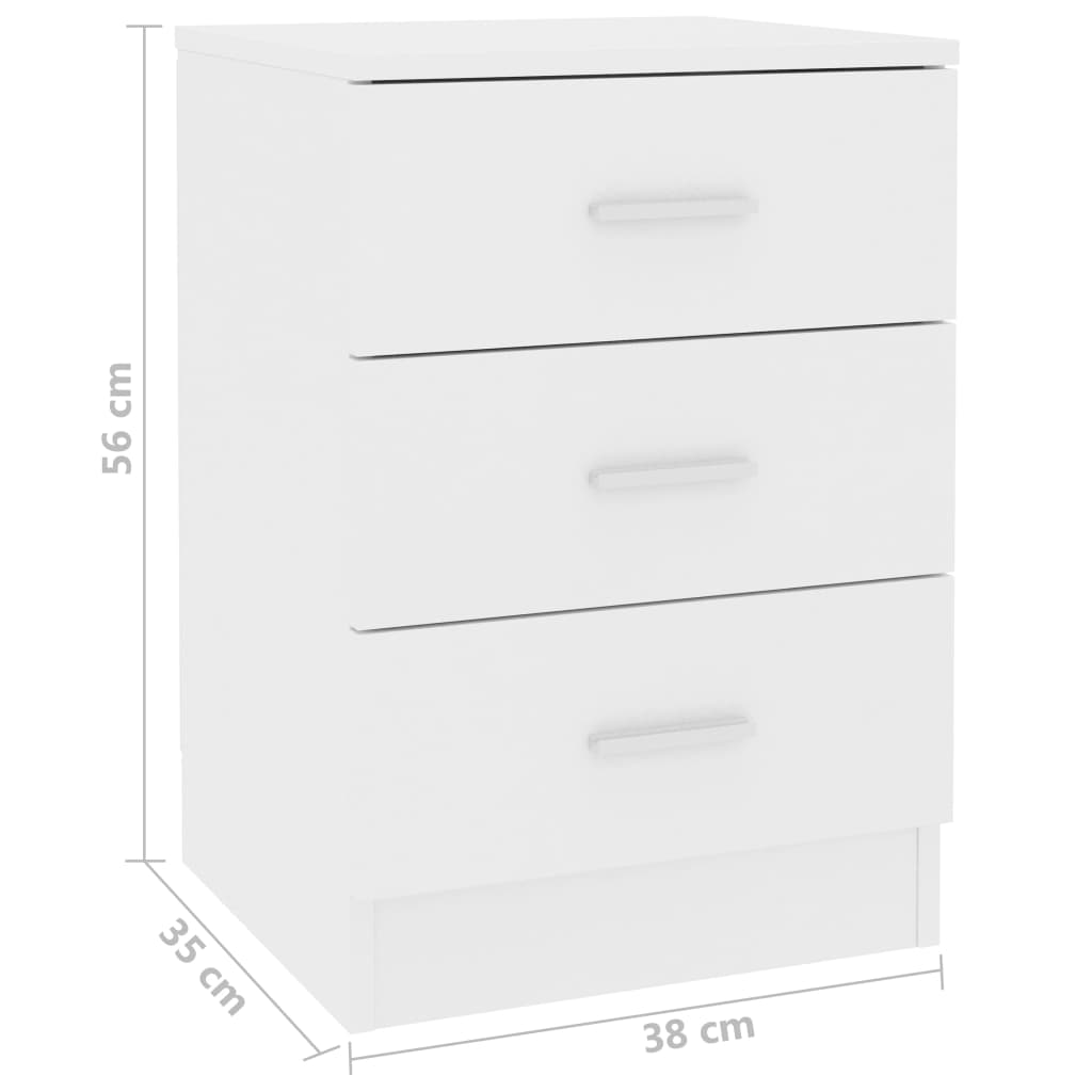 Nattbord 2 stk hvit 38x35x56 cm konstruert tre