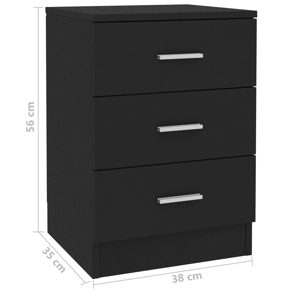 Nattbord svart 38x35x56 cm konstruert tre