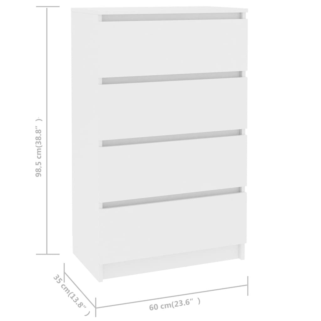 Skjenk hvit 60x35x98,5 cm konstruert tre