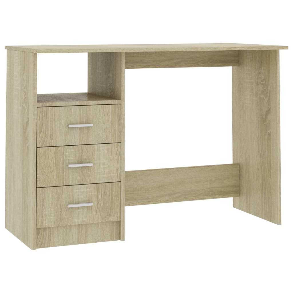 Skrivebord med skuffer sonoma eik 110x50x76 cm sponplate