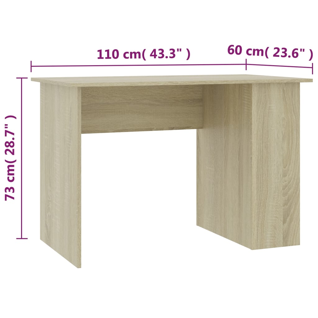 Skrivebord sonoma eik 110x60x73 cm sponplate vidaXL