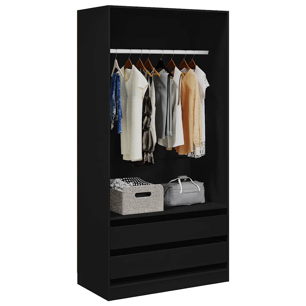 Garderobe svart 100x50x200 cm konstruert tre
