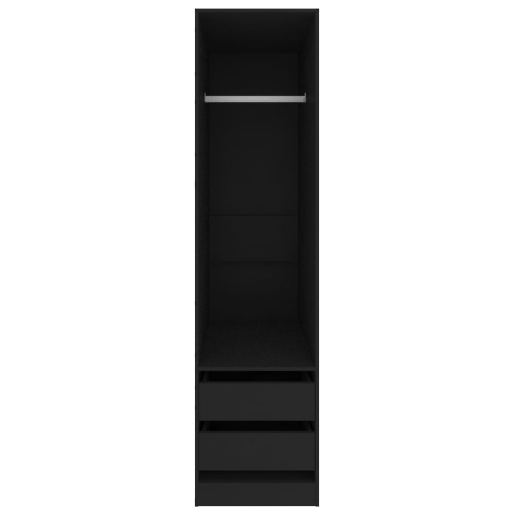 Garderobe med skuffer svart 50x50x200 cm konstruert tre