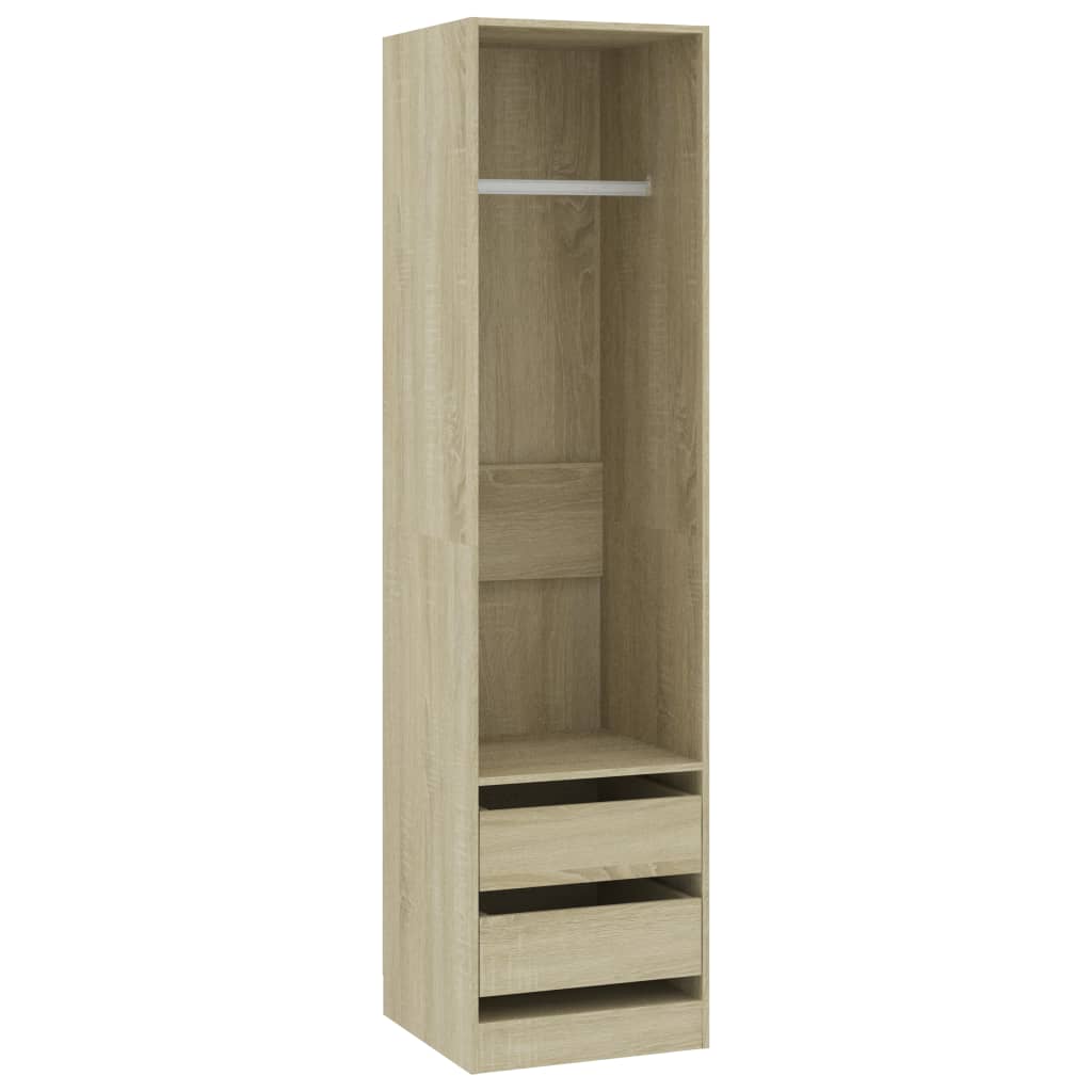 Garderobe med skuffer sonoma eik 50x50x200 cm konstruert tre